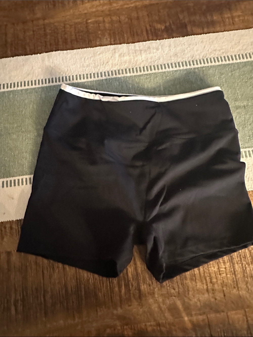 Black Biker Shorts with White Waistband